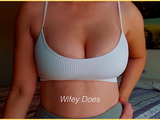 MILF hot lingerie. Big tits in white sports bra